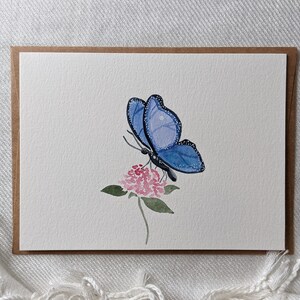 Cartão de borboleta azul, cartão de felicitações em branco com borboleta, cartão de felicitações floral, cartão de borboleta para qualquer ocasião, cartão com florais botânicos imagem 7