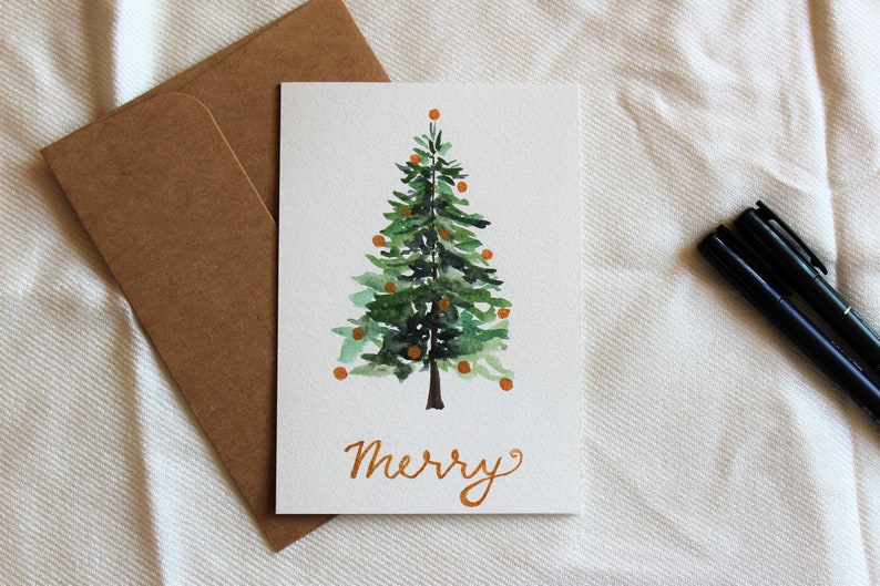 Christmas Tree Card Christmas Card Holiday Tree Card Etsy