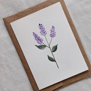 Floral Lilac Birthday Card for Her, Purple Violet Botanical Card, Birthday for Her, Lilac Thank You, Botanical Floral Card, Card with Lilacs image 3