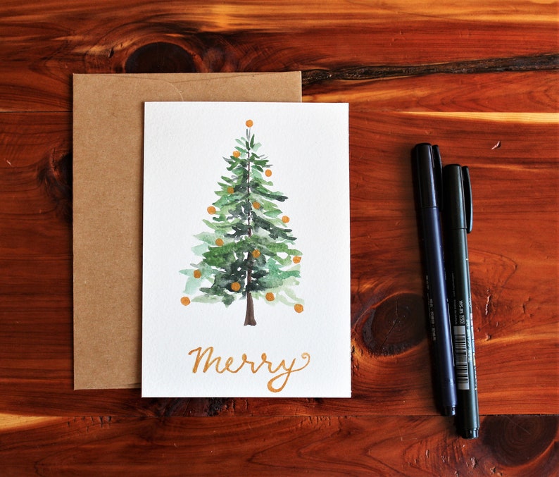 Christmas Tree Card Christmas Card Holiday Tree Card Etsy UK