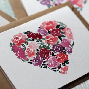 Bloemen Valentijnskaarten, Bloemenhartkaarten, Moederdag Bloemenaquarelkaarten, Valentijnsdagkaarten, Moederdagkaarten