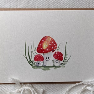 Carte de vœux champignon, Blanc à l’intérieur, Carte d’aquarelle botanique peinte à la main, Carte pour toutes les occasions, Carte champignon fantaisiste, Thème Nature