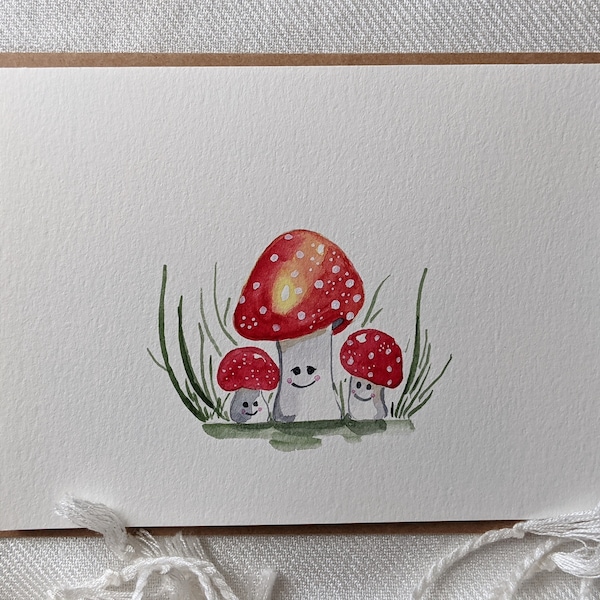 Mushroom Greeting Card, Blank Inside, Hand-Painted Botanical Watercolor Card, Card for Any Occasion, Whimsical Mushroom Card, Nature Theme