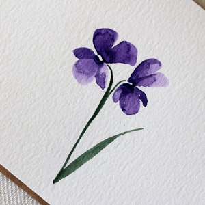Cartão violeta, cartão floral, cartão aquarela floral, cartão de aniversário violeta, obrigado floral, cartão violeta, cartão floral imagem 5