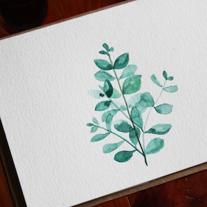 Aquarell Eukalyptus Karte, handbemalter Eukalyptus, botanische Karte, Eukalyptus Grußkarte, Natur-inspirierte Karte