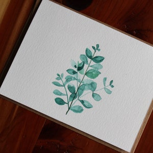 Cartão de eucalipto em aquarela, eucalipto pintado à mão, cartão botânico, cartão de felicitações de eucalipto, cartão inspirado na natureza imagem 6
