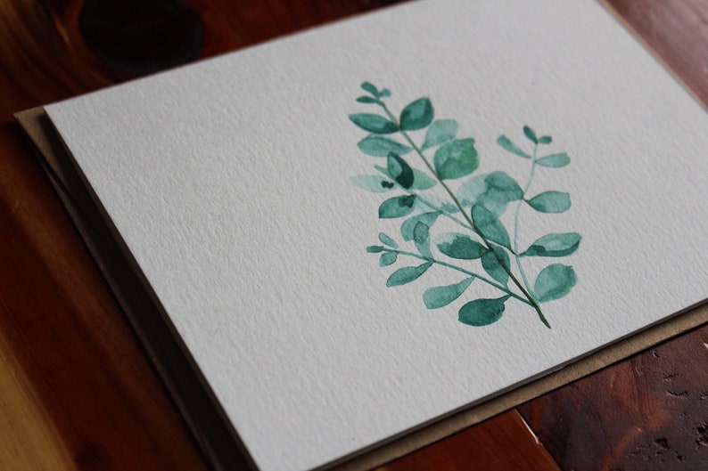 Watercolor Eucalyptus Card, Hand-Painted Eucalyptus, Botanical Card, Eucalyptus Greeting Card, Nature-Inspired Card image 4