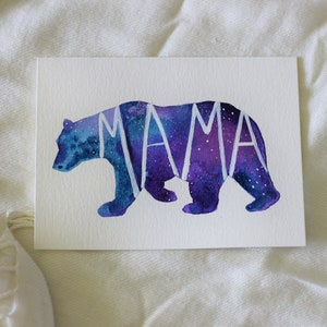 Cartão Mama Bear, Cartão de Dia das Mães, Cartão para Mãe, Cartão Urso para Mãe, Cartão Galaxy Mama Bear, Cartão para Dia das Mães