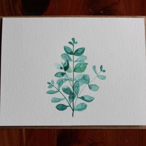Cartão de eucalipto em aquarela, eucalipto pintado à mão, cartão botânico, cartão de felicitações de eucalipto, cartão inspirado na natureza imagem 5