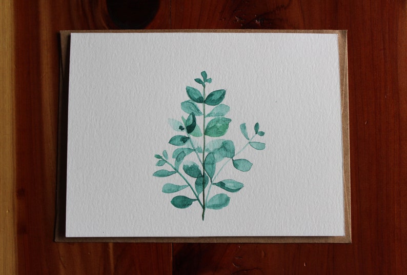 Watercolor Eucalyptus Card, Hand-Painted Eucalyptus, Botanical Card, Eucalyptus Greeting Card, Nature-Inspired Card image 5