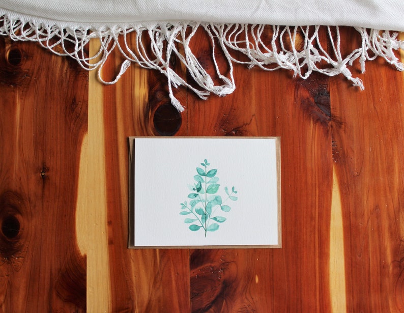 Cartão de eucalipto em aquarela, eucalipto pintado à mão, cartão botânico, cartão de felicitações de eucalipto, cartão inspirado na natureza imagem 2