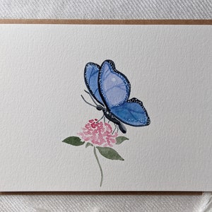 Biglietto con farfalla blu, biglietto di auguri vuoto con farfalla, biglietto di auguri floreale, biglietto con farfalla per ogni occasione, biglietto con fiori botanici