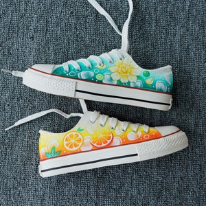 Summer Colorful Fruit World Hand-painted Shoes,Women's and Men's Custom Tie Lace Up Sneakers