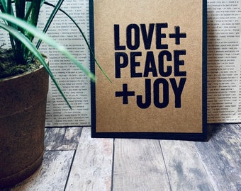 Christmas Card//Merry Christmas Card//Love, Peace & Joy Card//Handmade Card