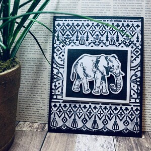 Carte éléphant//Carte pour toutes les occasions//Carte en relief//Carte faite main