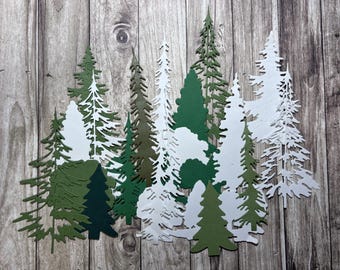 Pine Tree Die Cuts | Forest Tree Paper Embellishments | Woodland Scrapbook Supplies | Christmas Card Making | Junk Journal Ephemera