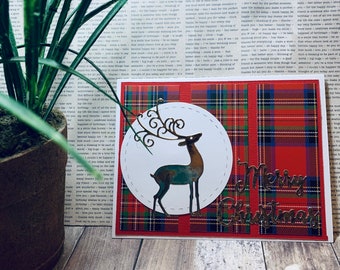 Merry Christmas Card//Reindeer Card//Handmade Card