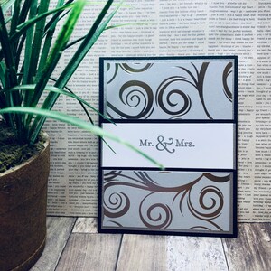Carte de mariage//M. & Mme Card//Carte faite main