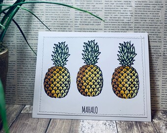Thank You Card//Mahalo Card//Handmade Card