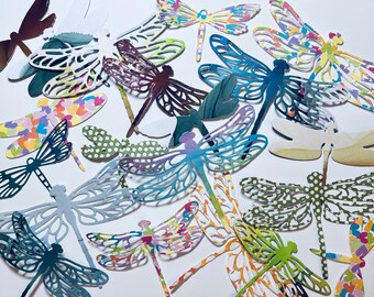 Dragonfly Die Cuts//Collage Dragonflies//Junk Journal Dragonflies//Handmade Die Cuts -Pack of 20