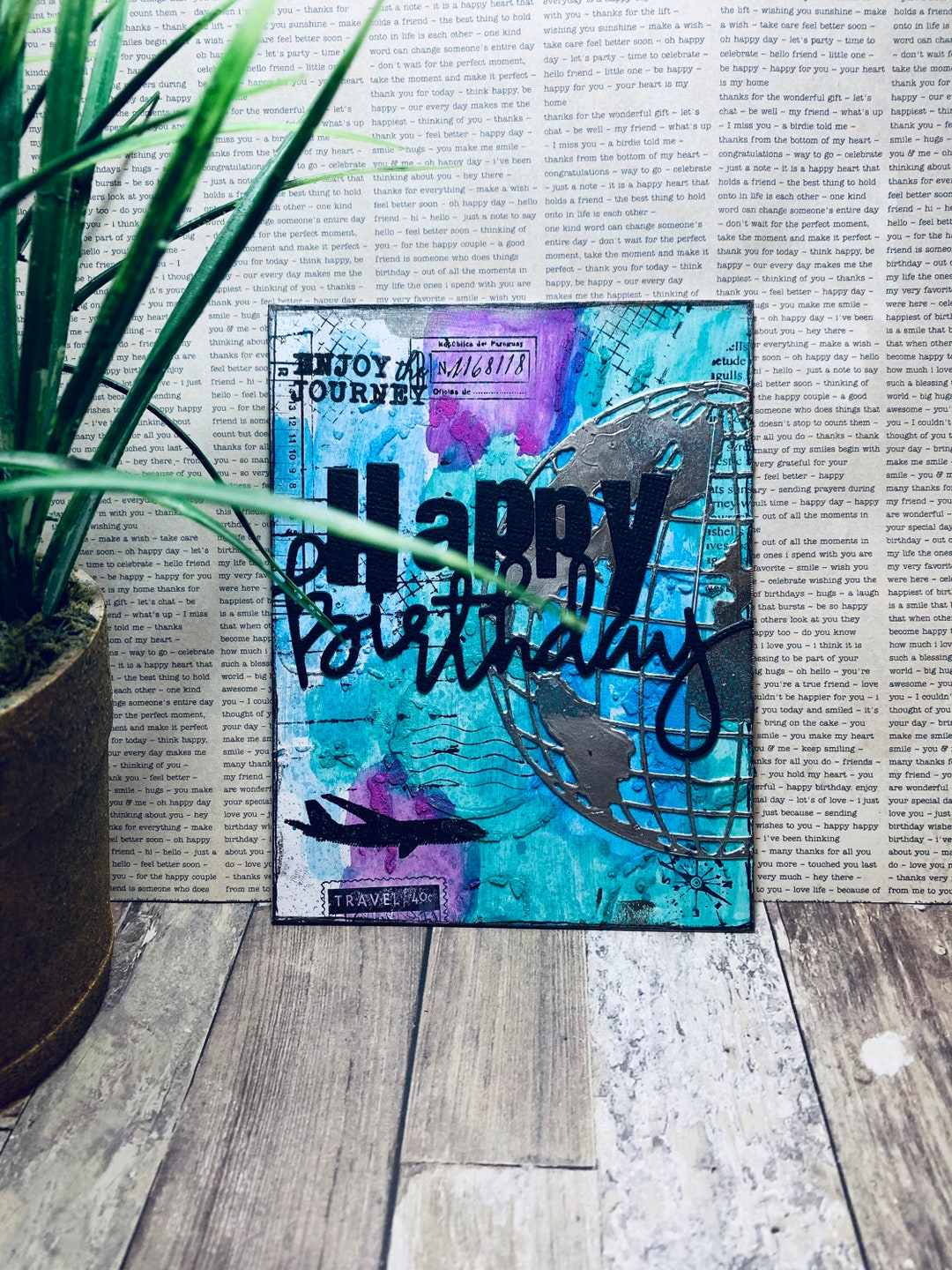 happy birthday art card Images High Quality Grahic Happy Birthday//art Card//handmade Card - Etsy