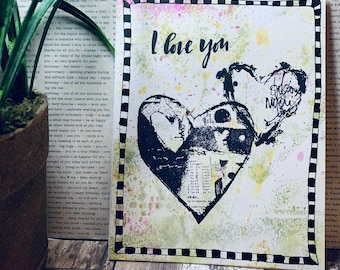 Carte Any Occasion //I Love You Card//Art Card//Handmade Card
