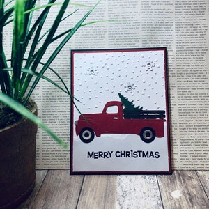 Carte de Noël//Carte de Noël pour camion//Carte en relief//Carte de Noël faite main