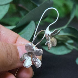 Violet silver earrings, February birth flower