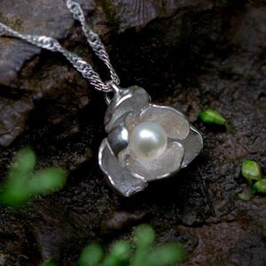Jasmine sterling silver necklace, silver floral necklace, cast flower series, gift for her