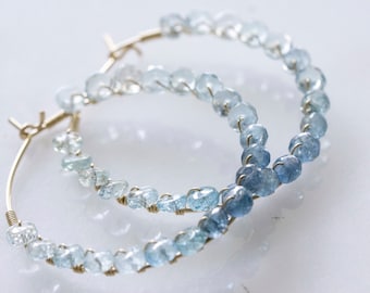 Laguna Stone Hoop with Iridescent Aquamarine Blue