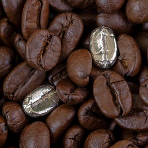 Silver coffee bean ear studs, minimalist  sterling silver earrings, coffee lover jewelry gift, handmade gift for her