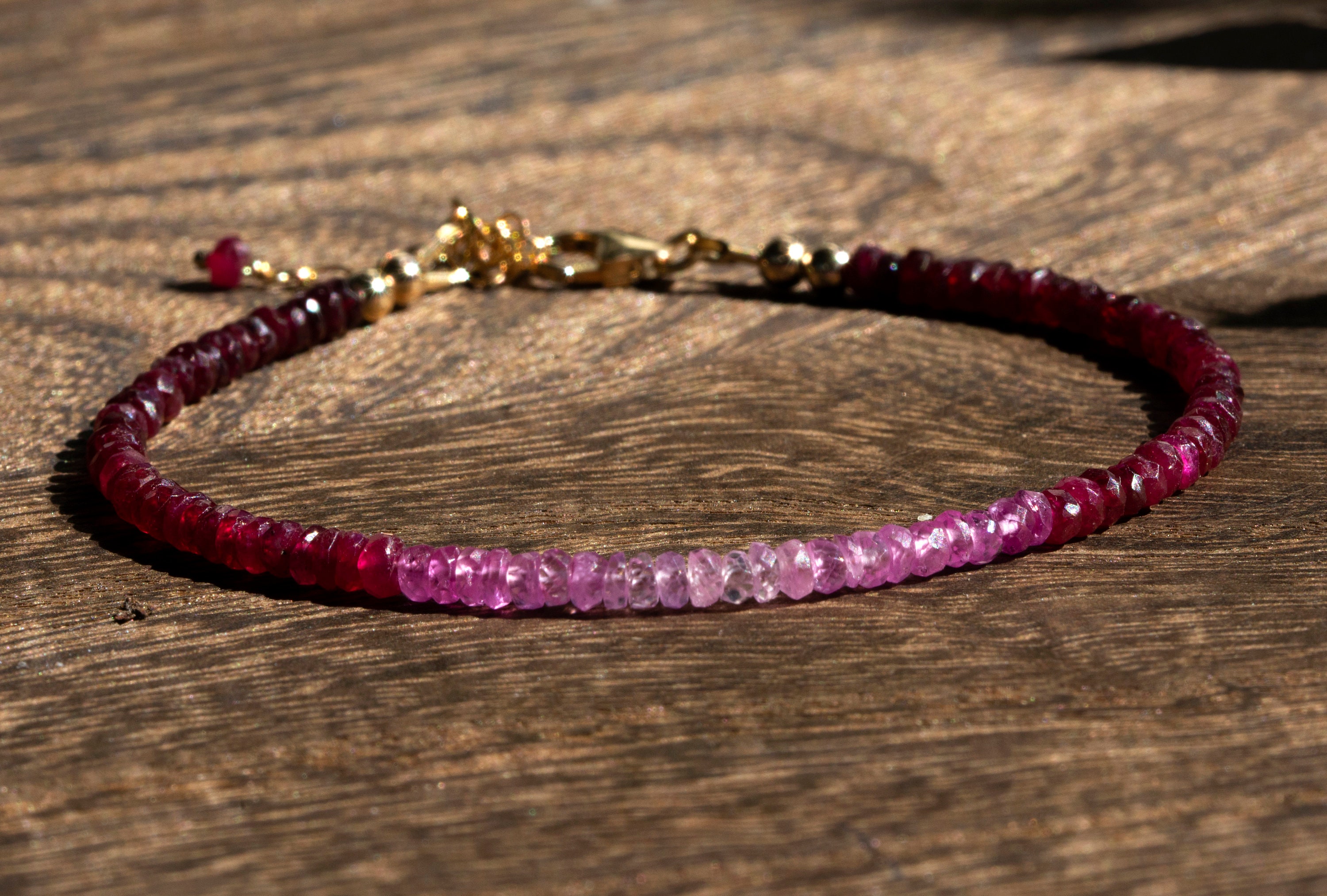 Ombre ruby bracelet, July birthstone, ombre pink bracelet, mothers Day gift, gift for her