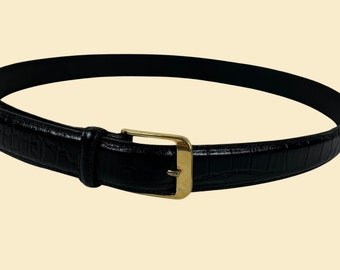 1980s Black Leather Belt by Ribco, Size 38 Vintage 80s Black