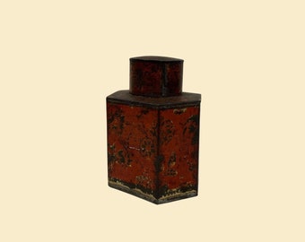 Vintage Teedose aus den 40er/50er Jahren, Metall, Teedose aus Metall aus den 1940er Jahren in Rot und Gold
