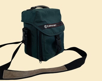 80/90s Tamrac camera bag, vintage hunter green DSLR shoulder bag