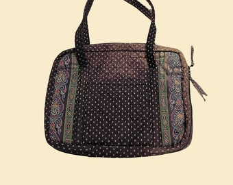 Vera Bradley Designs Fall 1990 travel bag, black vintage paisley 90s Vera Bradley tote / shoulder bag