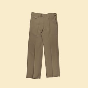 Vintage 70s 31x29 beige slacks, vintage Haggar men&#39;s USA-made straight leg pants w/ hip buckles