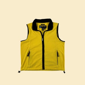 90s S Yellow Fleece Vest by Ebtek Eddie Bauer, Vintage 1990s