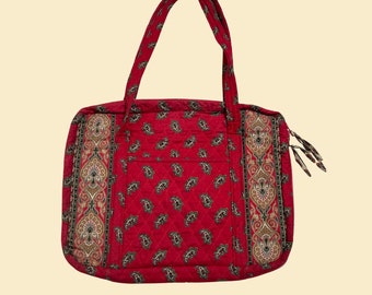 Vera Bradley Indiana Spring 1991 travel bag, red vintage paisley 90s Vera Bradley tote / shoulder bag