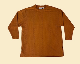 1990s M orange Strickpullover Shirt / Sweatshirt von OSC Sport, Vintage 90s orange texturierter Pullover