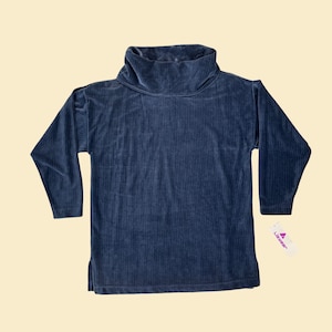 90s L blue turtleneck by LizWear by Liz Claiborne, new old stock vintage ribbed long sleeve blouse / shirt