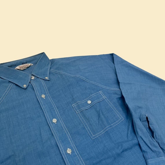 1970s Jayshire western shirt, vintage men's blue … - image 4