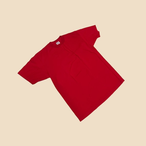 Jerzees vintage tee, 1990s solid red t shirt in s… - image 1