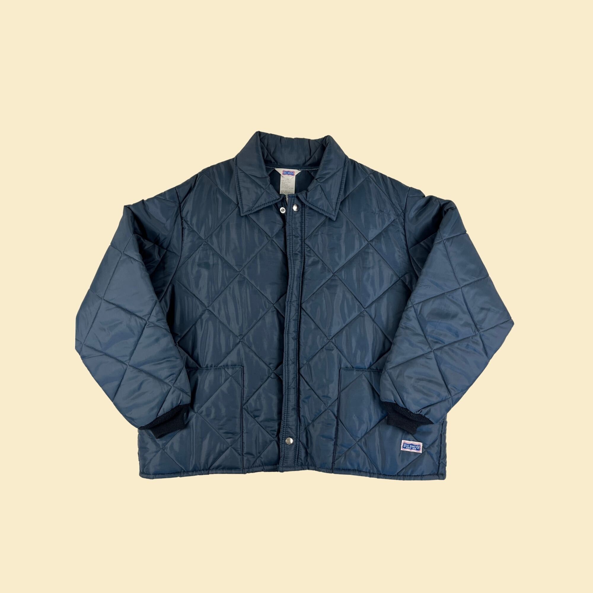 1980s Big Smith 2X Jacket Vintage 80s Blue Quilted Men s Puffer Workwear Coat Etsy