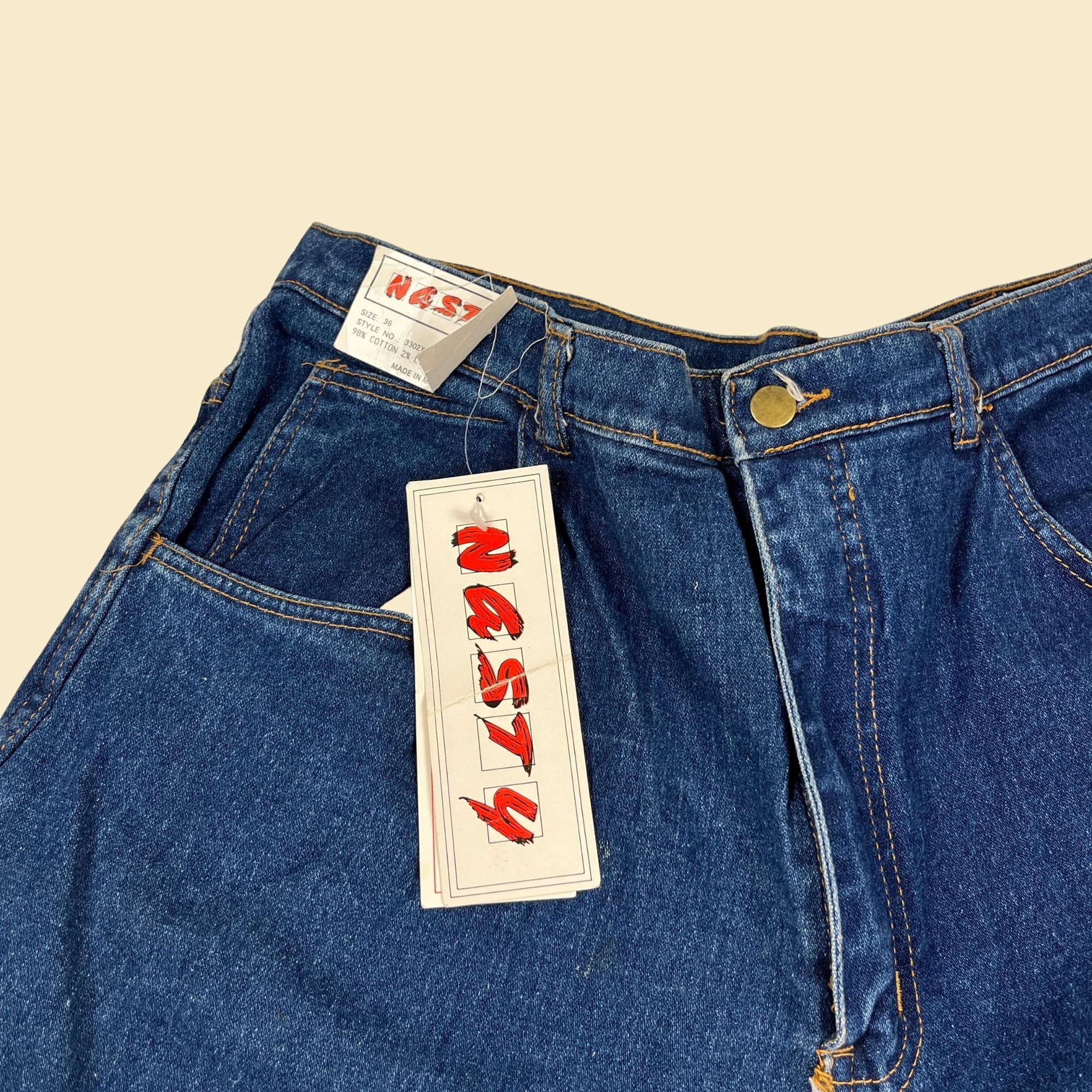 1980s NOS Men's 36 Jeans by Nasty, Vintage 80s Medium-to