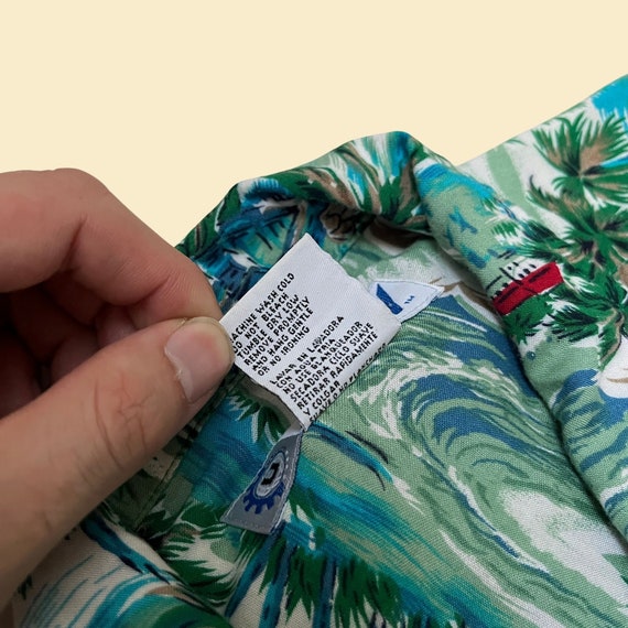 90s large teal shirt with palm tree pattern by Ut… - image 2