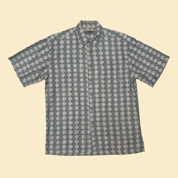 90s geometric shirt by Eastiland, men's short sle… - image 2