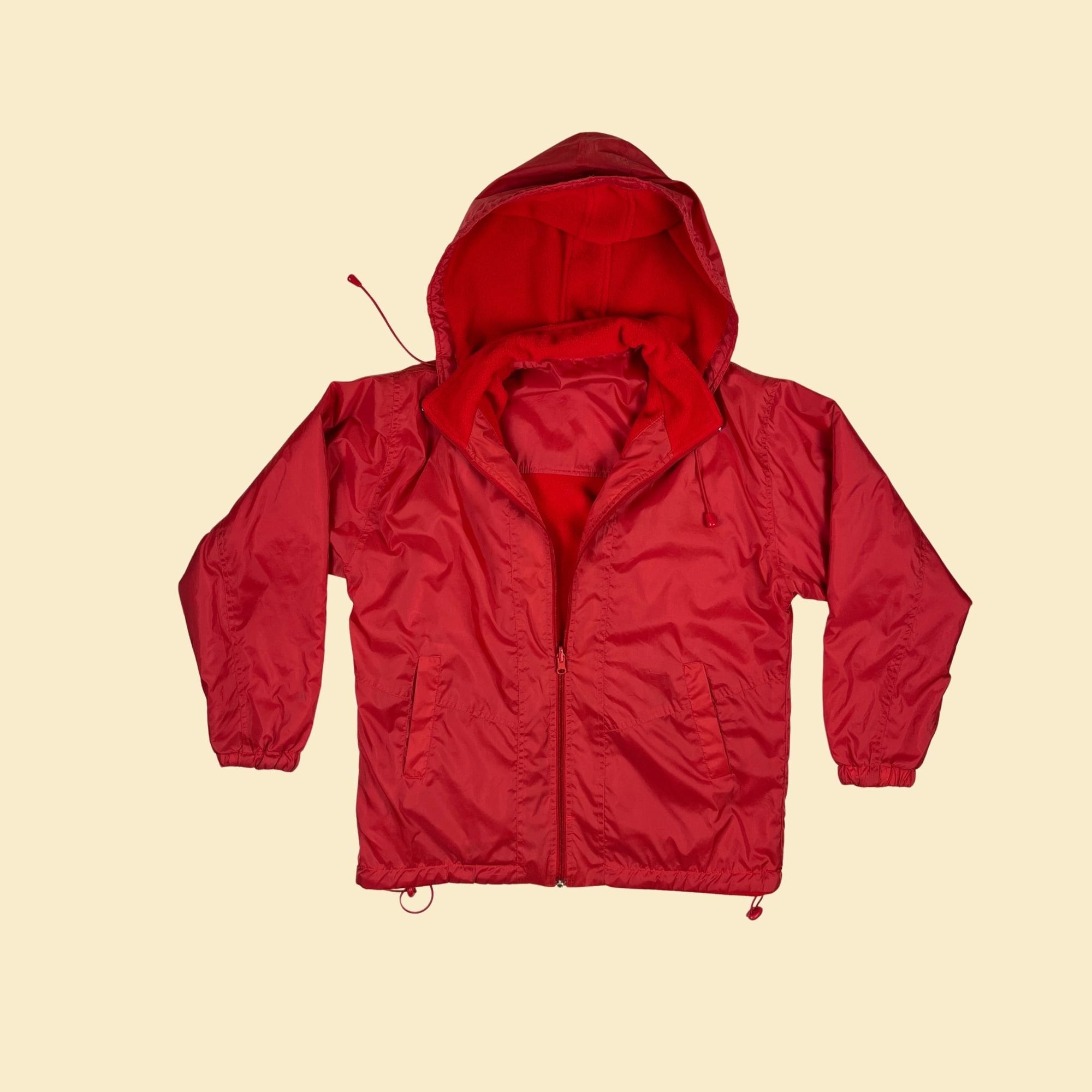 1990s Red Reversible Windbreaker & Fleece Jacket by Lavon