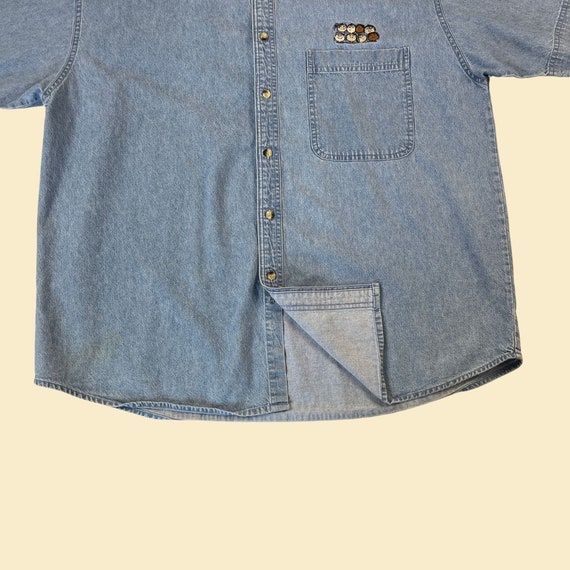 90s chambray teacher's shirt, size XL denim short… - image 2