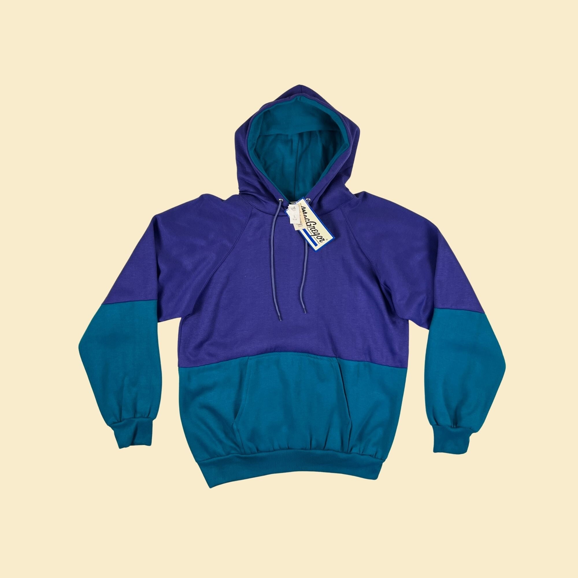 パーカー・フーディ ASCLO 1992 Over Hood T (4color) 90s L Purple & Teal Hoodie by Macgregor, New Old Stock W